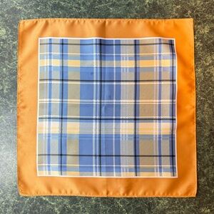 NEW Men’s Hand Rolled Pocket Square Handkerchief  13.5 x 13.5 Blue & Yellow